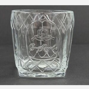 Vintage Crown Royal Cathedral Embossed Square Base Whiskey Glass Set of 2